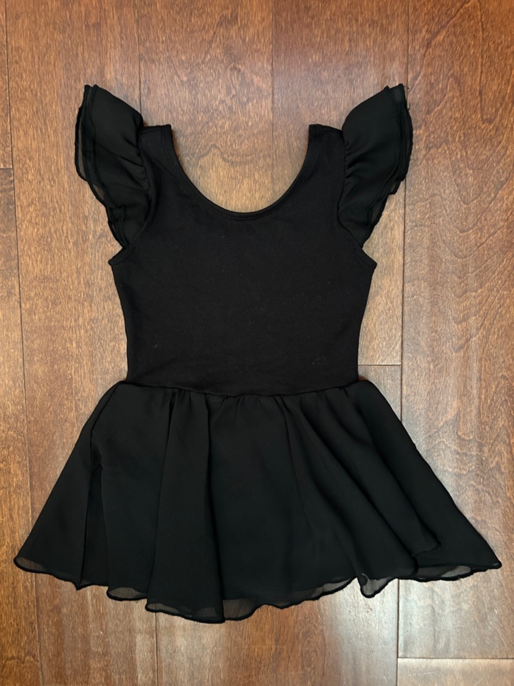 Stelle Girl's Flutter Sleeve Black Leotard, Size 2-3T (85)